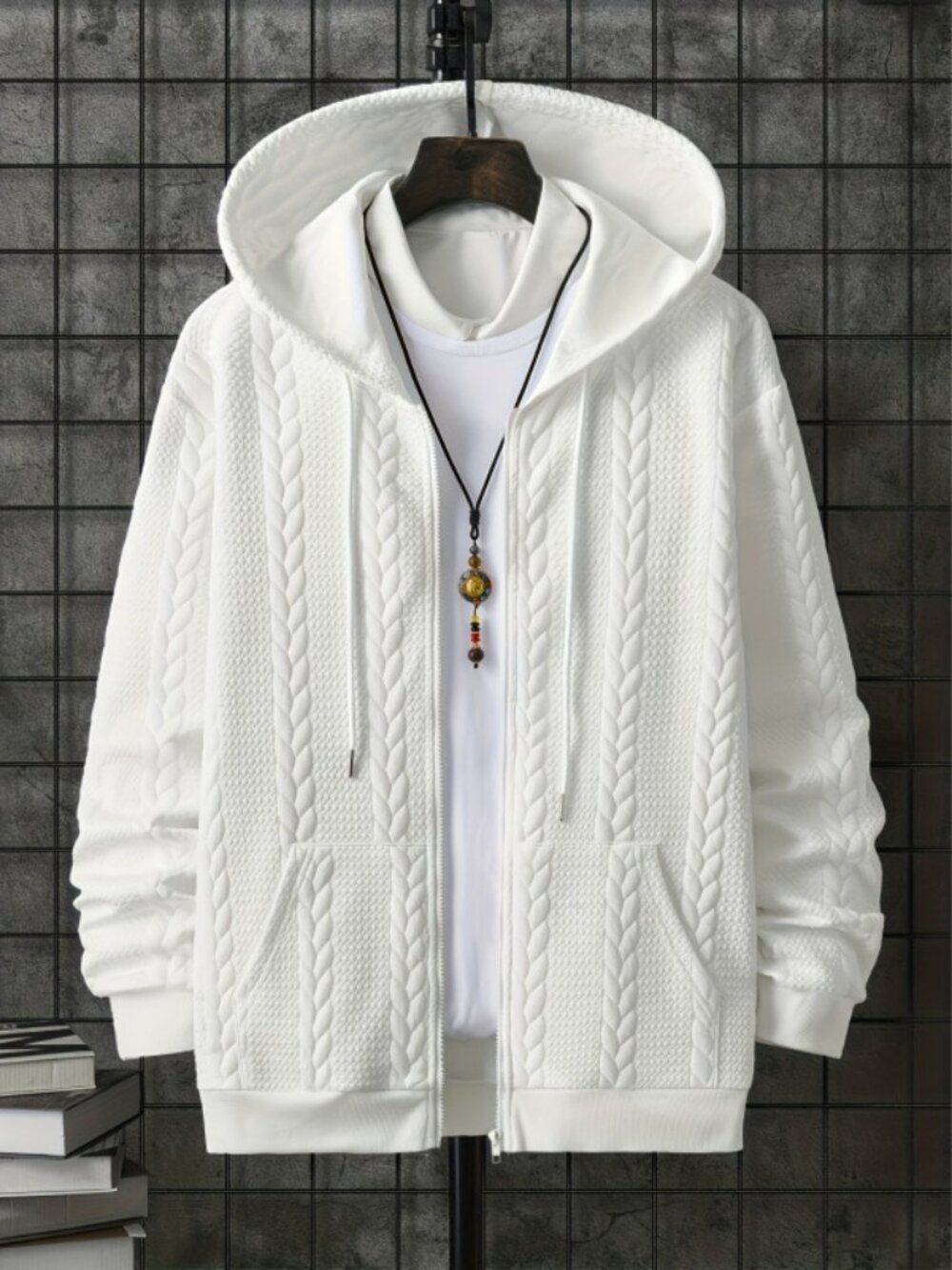 Men's Plus Size Casual Hooded Cardigan Sweater